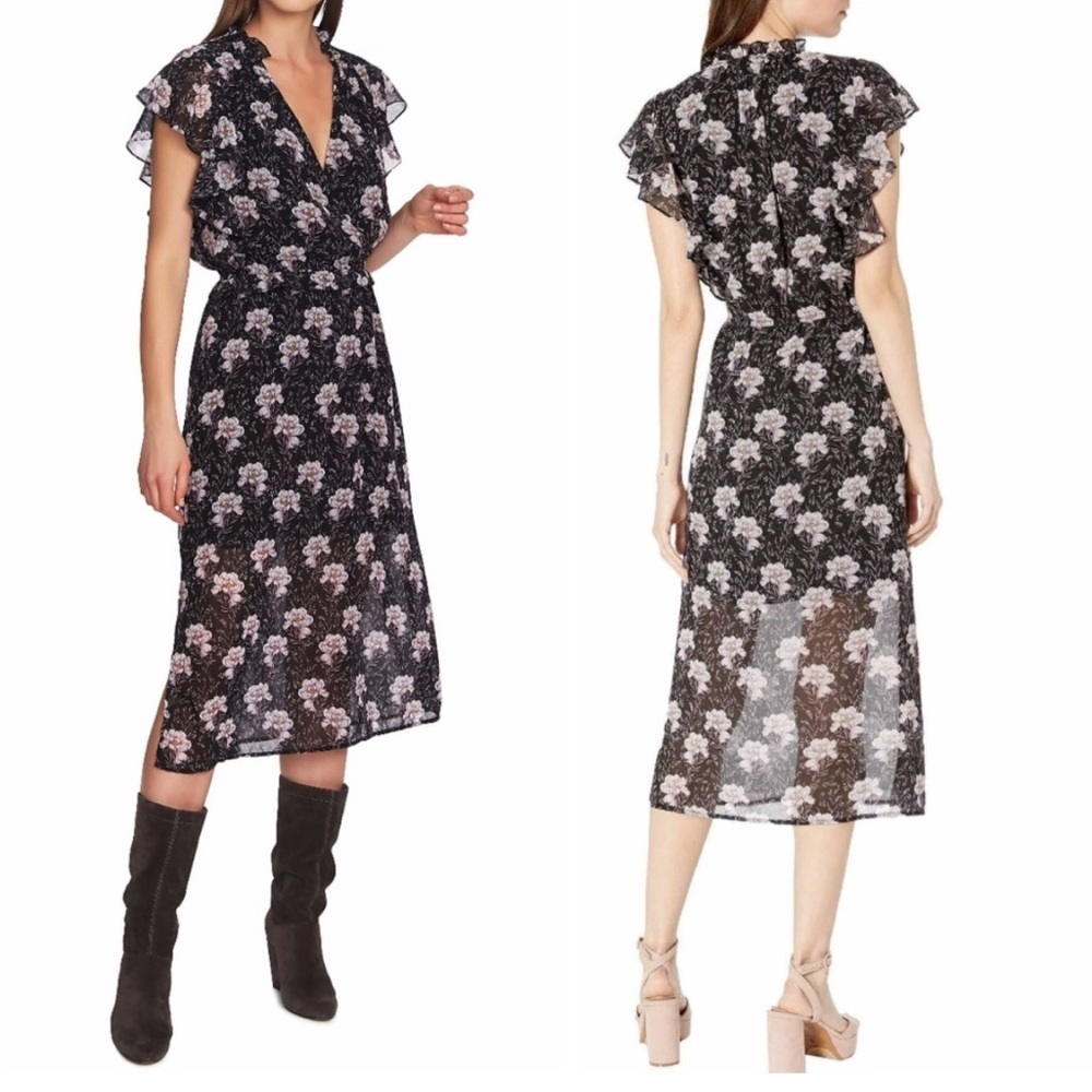 1. STATE XS Bloomsbury Black Floral Ruffle Dress - Picture 2 of 11